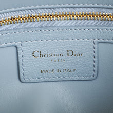Christian Dior Blue Grey Caro Cannage Small Flap Bag