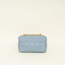 Christian Dior Blue Grey Caro Cannage Small Flap Bag