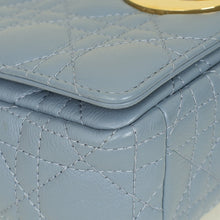 Christian Dior Blue Grey Caro Cannage Small Flap Bag