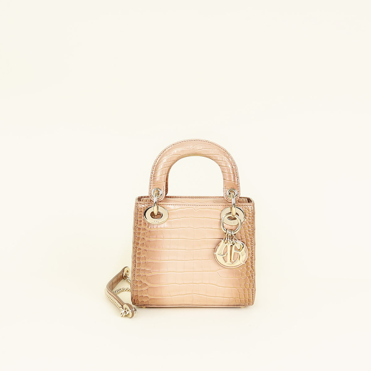 Christian Dior Tricolor Lady Dior Alligator Mini Chain Bag