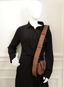 Christian Dior Brown Cannage Embossed Studded D-Fence Saddle Bag