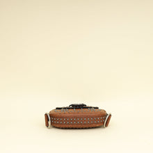 Christian Dior Brown Cannage Embossed Studded D-Fence Saddle Bag