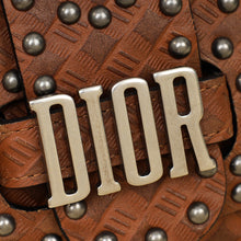 Christian Dior Brown Cannage Embossed Studded D-Fence Saddle Bag