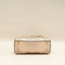Christian Dior Metallic Rose Gold Python Lady Dior Cannage Supple Mini Bag