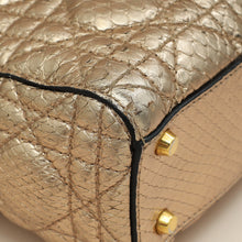 Christian Dior Metallic Rose Gold Python Lady Dior Cannage Supple Mini Bag