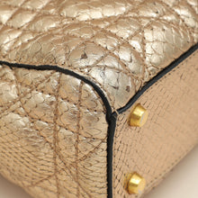 Christian Dior Metallic Rose Gold Python Lady Dior Cannage Supple Mini Bag