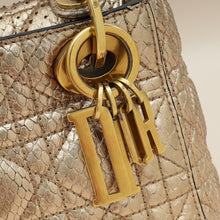 Christian Dior Metallic Rose Gold Python Lady Dior Cannage Supple Mini Bag