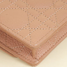 Christian Dior Rose De Vents Caro Cannage Pouch With Chain