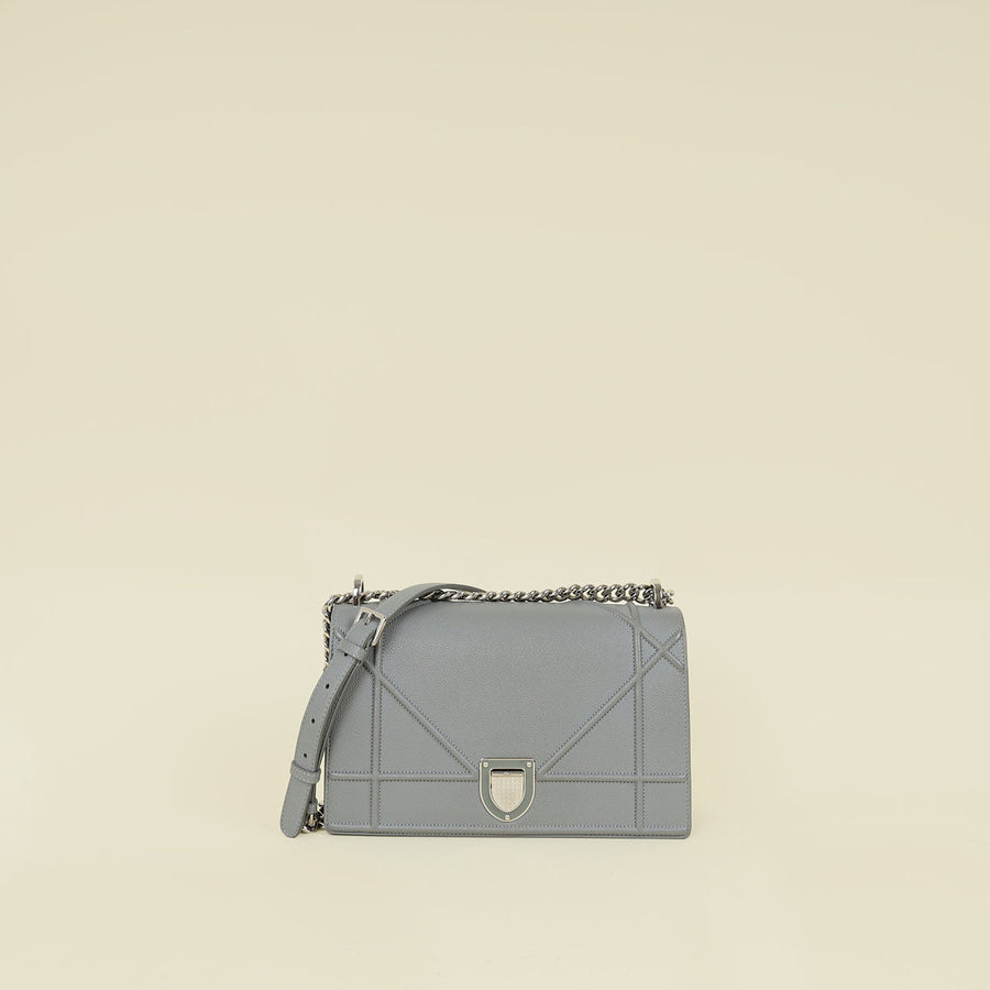 Christian Dior Gray Diorama Flap Medium Shoulder Bag