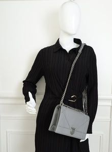 Christian Dior Gray Diorama Flap Medium Shoulder Bag