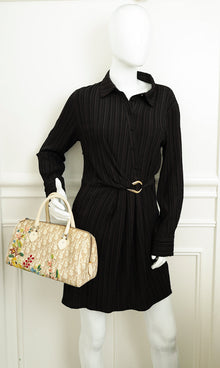 Christian Dior Beige Oblique Floral Boston Bag