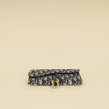 Christian Dior Blue Oblique Saddle Wallet on Chain