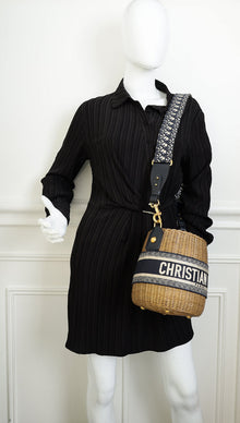 Christian Dior Navy Blue Oblique Wicker Bucket Bag