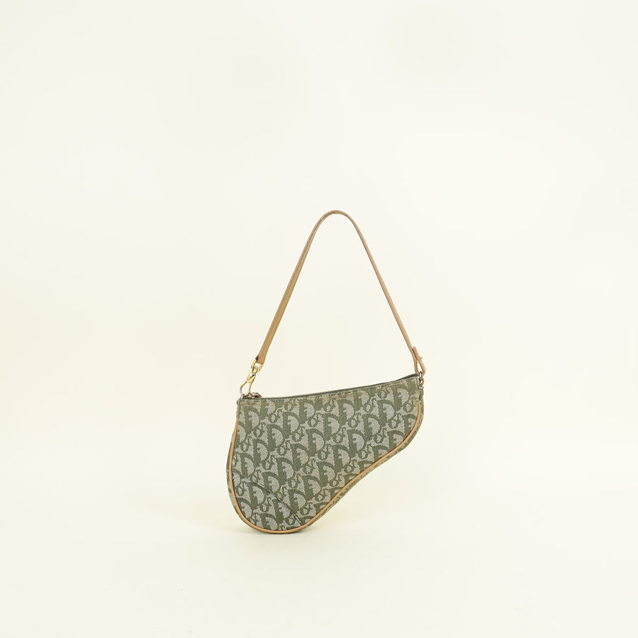 Christian Dior Khaki Oblique Saddle Mini Pochette