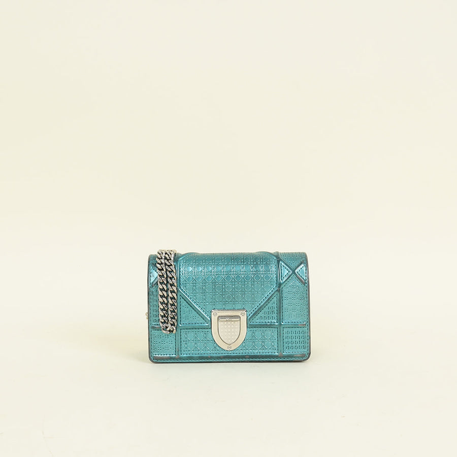 Christian Dior Teal Diorama Baby Microcannge Micro Bag