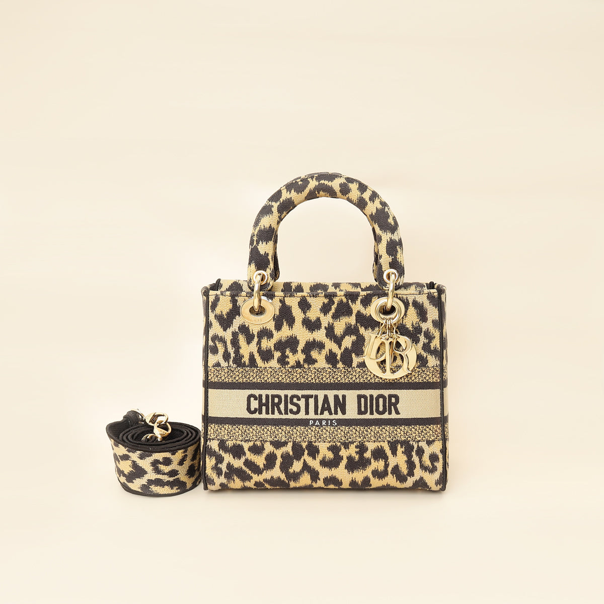 Christian Dior Bicolor Lady D-Lite Mizza Embroidered Medium Bag