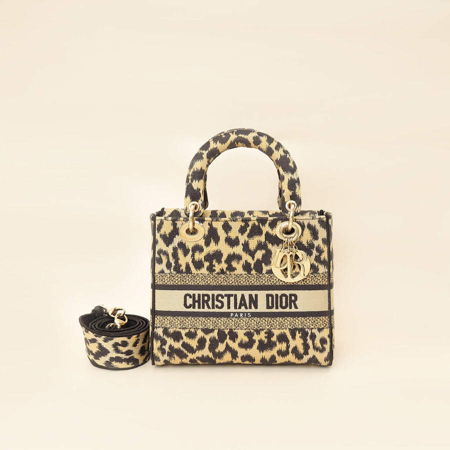 Christian Dior Bicolor Lady D-Lite Mizza Embroidered Medium Bag