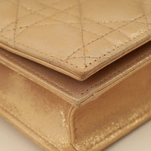 Christian Dior Metallic Gold Cannage Lady Dior Convertible Clutch