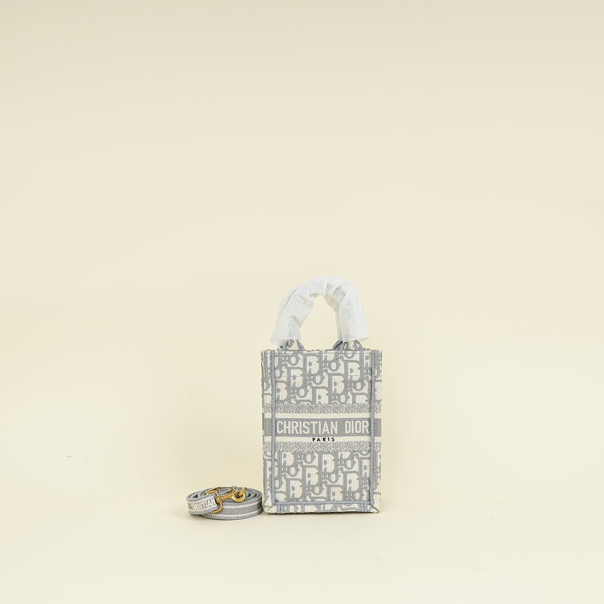 Christian Dior Grey Oblique Mini Vertical Book Tote Bag