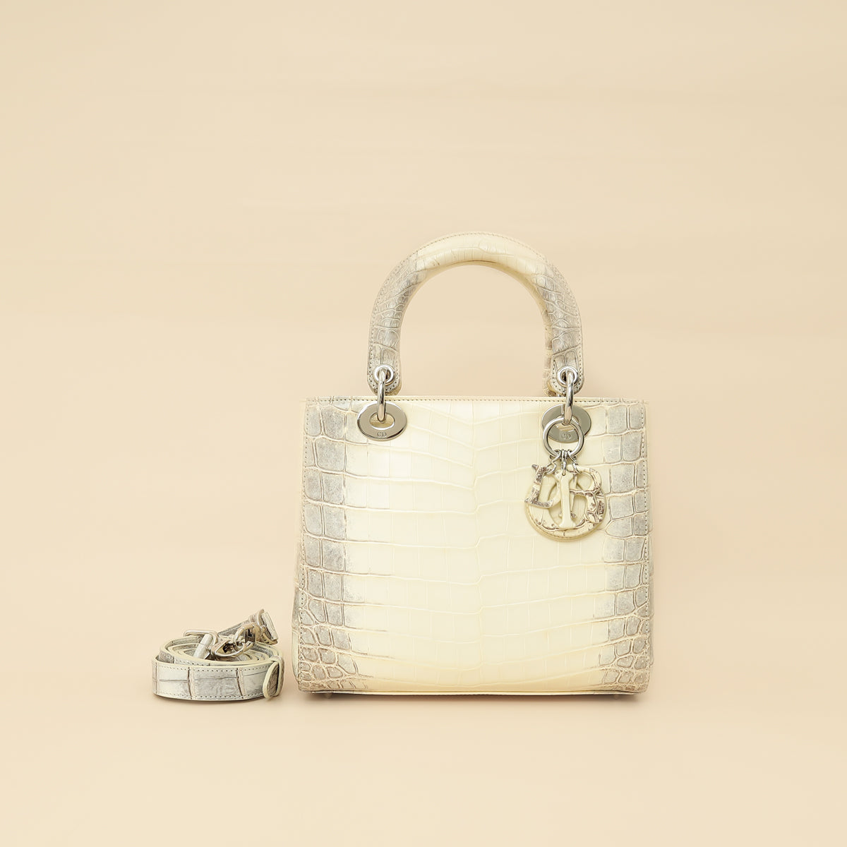 Christian Dior Bicolor Niloticus Crocodile Himalaya Lady Dior Medium Bag