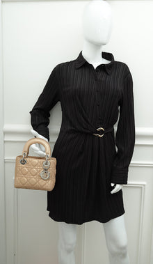 Christian Dior Metallic Nude Lady Dior Mini Shimmering Chain Bag