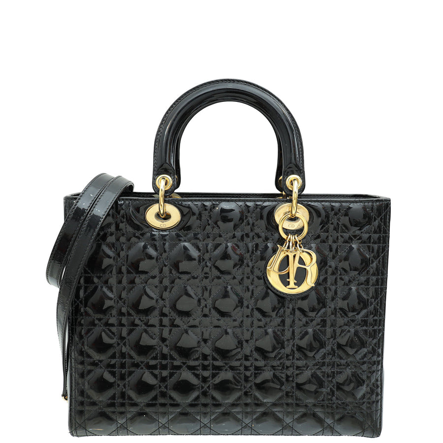 Christian Dior Black Lady Dior Large Bag