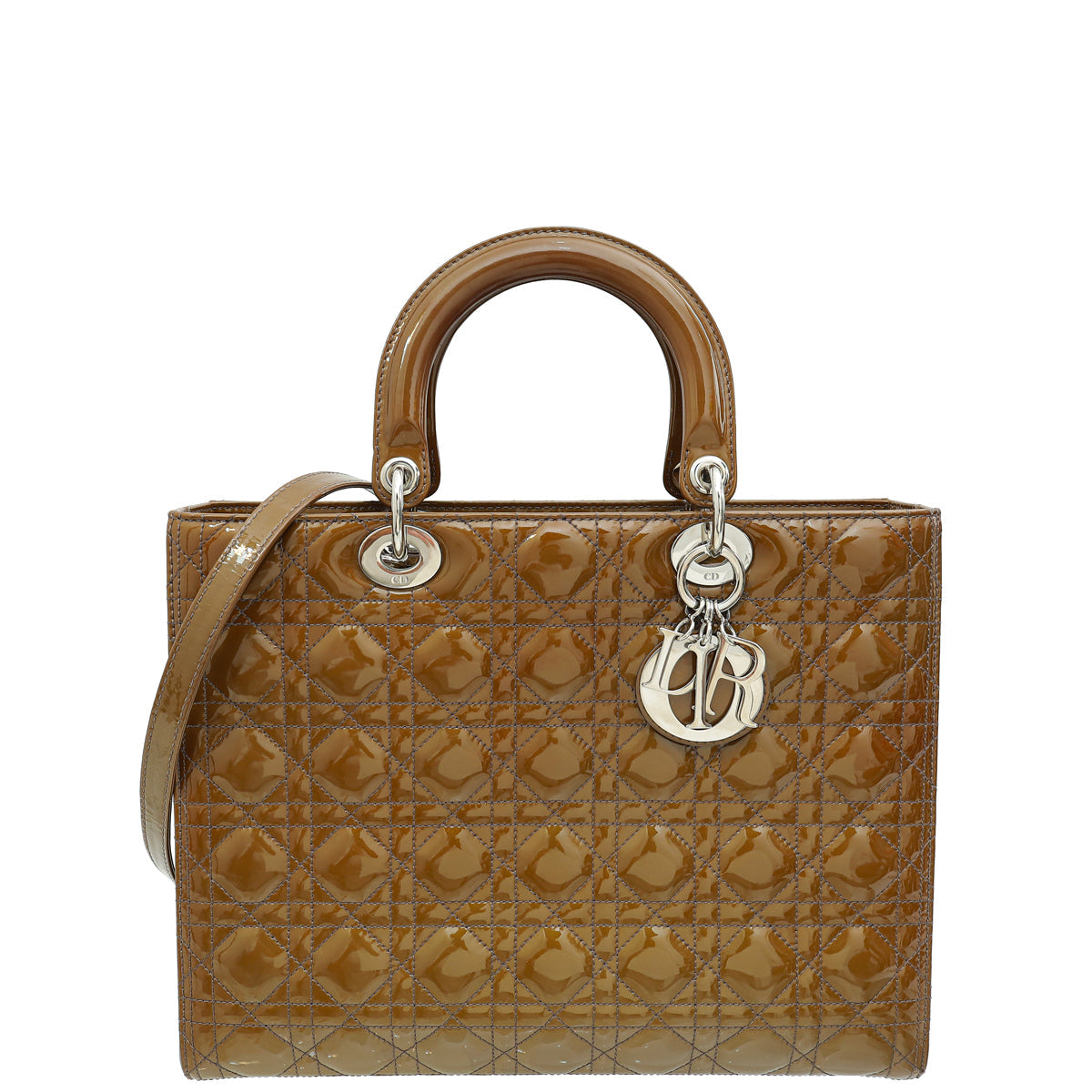 Christian Dior Golden Brown Lady Dior Large Bag