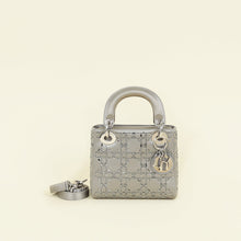 Christian Dior Gray Strass Cannage Satin Mini Lady Dior Bag