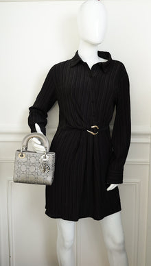 Christian Dior Gray Strass Cannage Satin Mini Lady Dior Bag