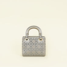 Christian Dior Gray Strass Cannage Satin Mini Lady Dior Bag