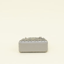 Christian Dior Gray Strass Cannage Satin Mini Lady Dior Bag