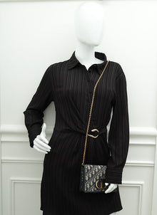 Christian Dior Navy Blue 30 Montaigne Oblique 2 Way Chain Pouch