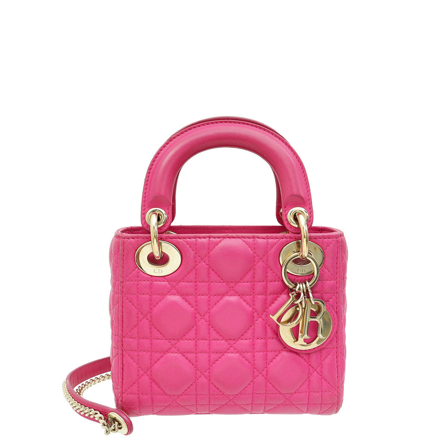 Christian Dior Fuchsia Mini Lady Dior Chain Bag