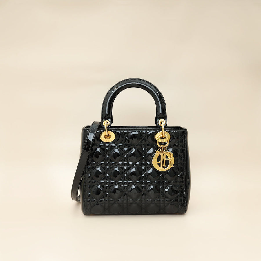 Christian Dior Black Lady Dior Medium Bag