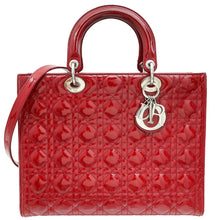 Christian Dior Cherry Red Lady Dior Large Bag