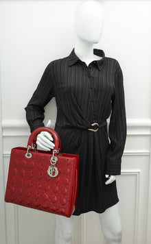 Christian Dior Cherry Red Lady Dior Large Bag