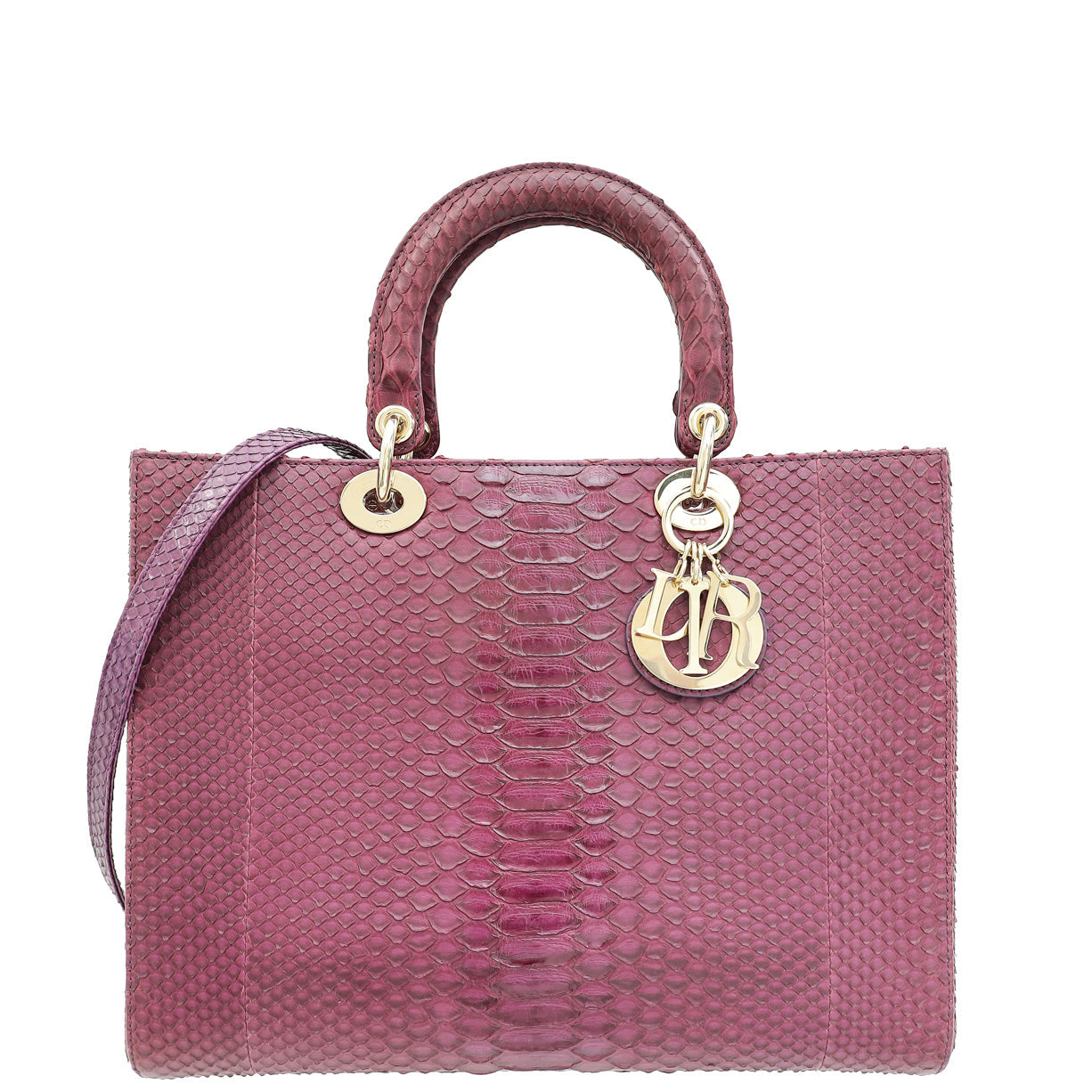 Christian Dior Purple Python Lady Dior Large Bag
