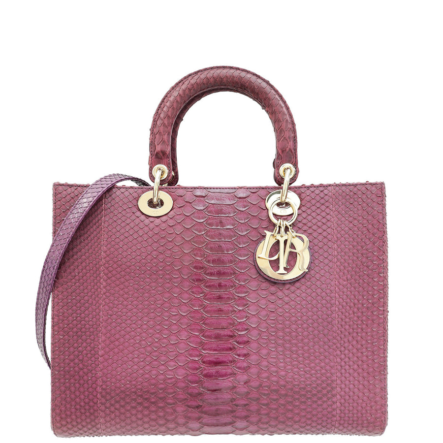 Christian Dior Purple Python Lady Dior Large Bag