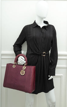 Christian Dior Purple Python Lady Dior Large Bag