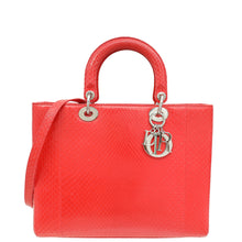 Christian Dior Red Snakeskin Lady Dior Large Bag
