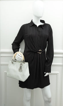 Christian Dior Light Green Lady Dior Fabric Medium Bag
