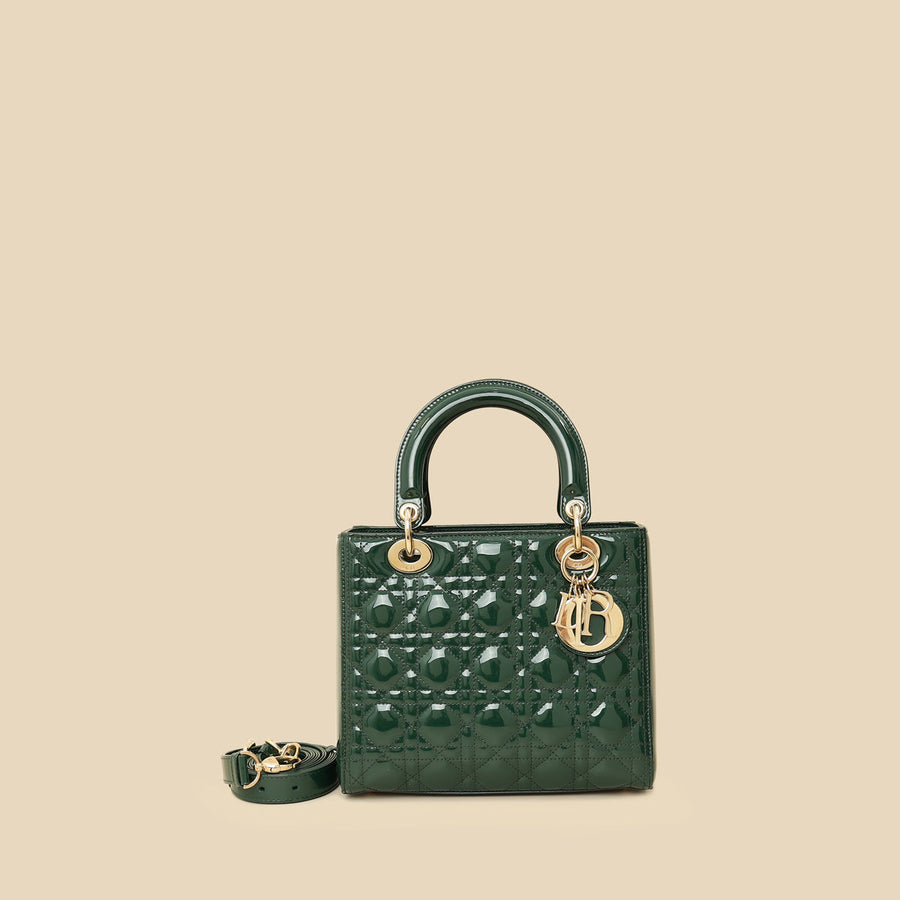 Christian Dior Forest Green Lady Dior Medium Bag