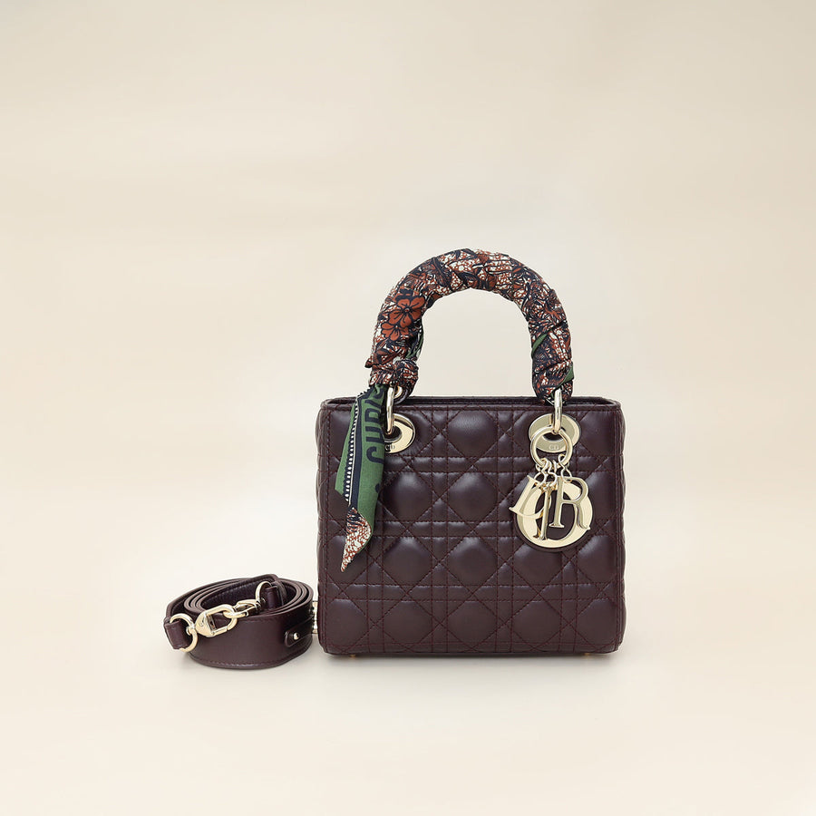 Christian Dior Amarante Lady Dior My ABCDior Small Bag W/ Twilly