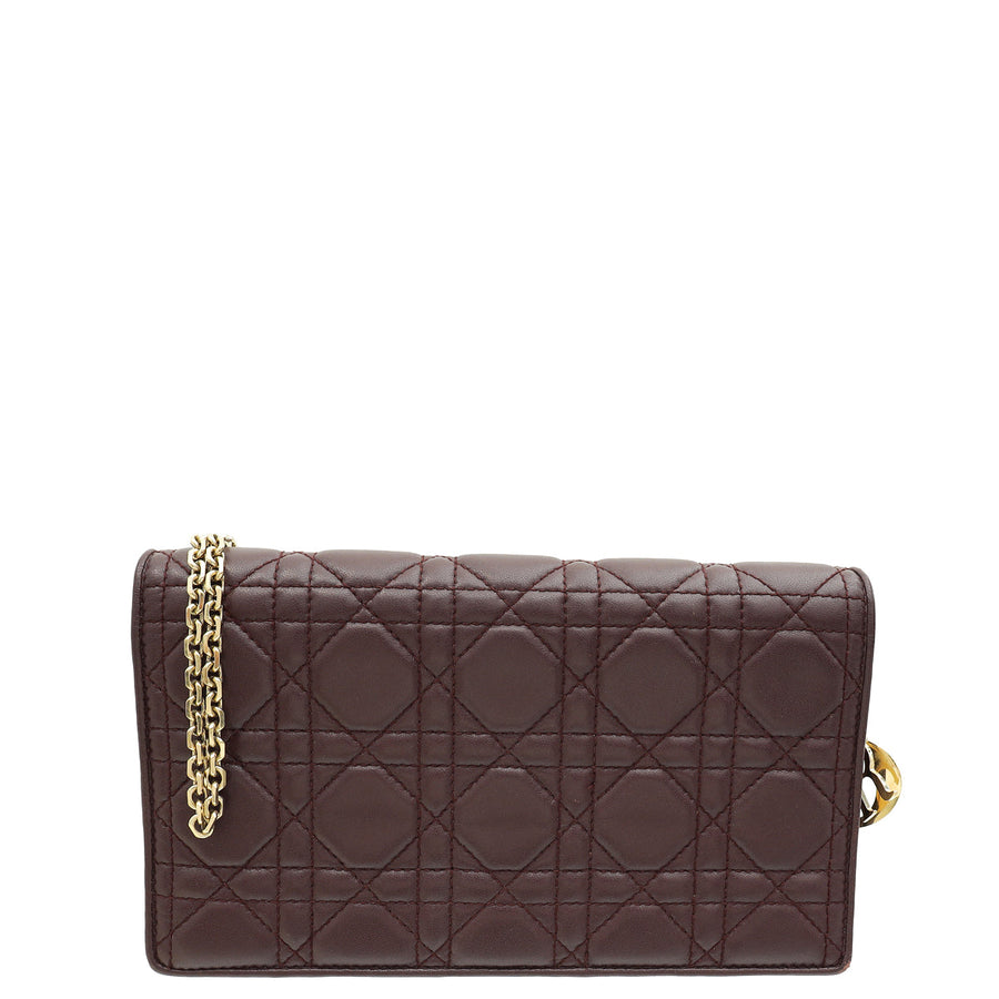 Christian Dior Burgundy Lady Dior Chain Pouch