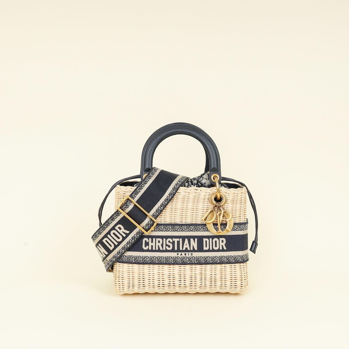 Christian Dior Bicolor Wicker Lady Dior Medium Bag