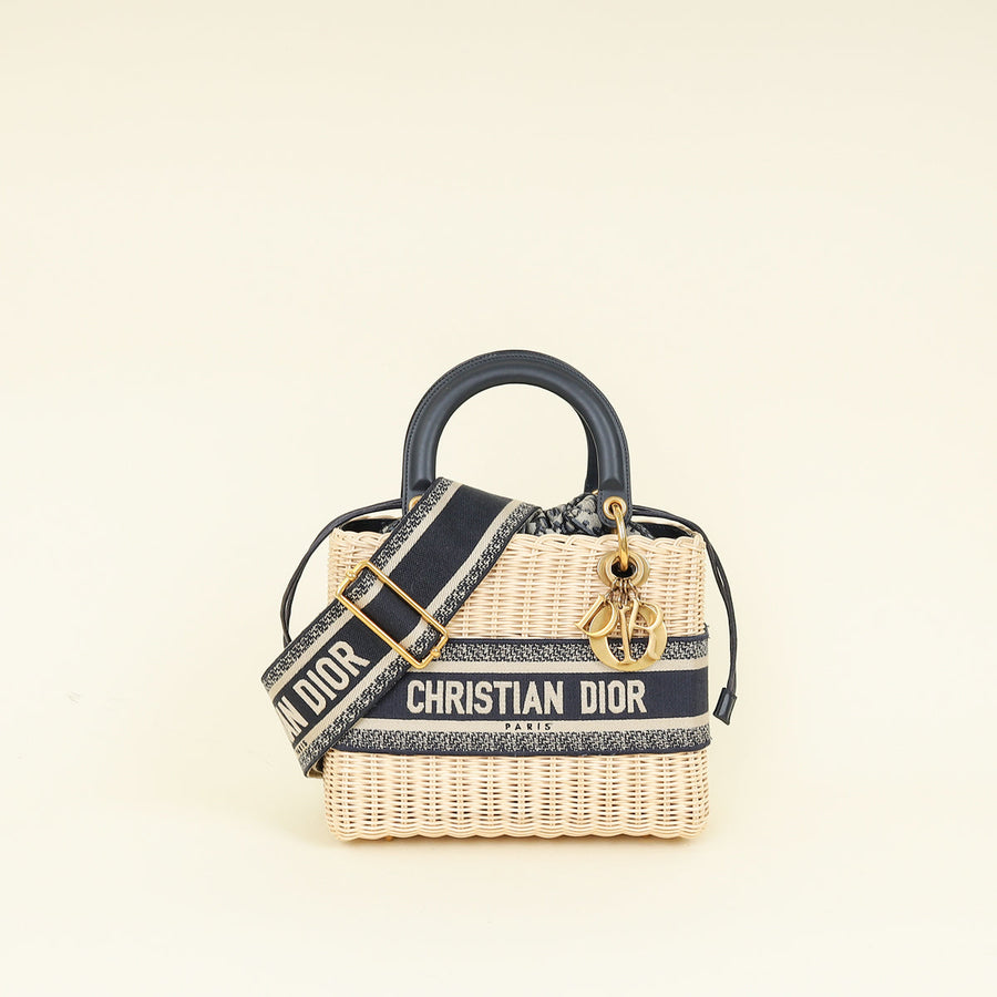 Christian Dior Bicolor Wicker Lady Dior Medium Bag