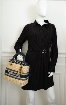 Christian Dior Bicolor Wicker Lady Dior Medium Bag
