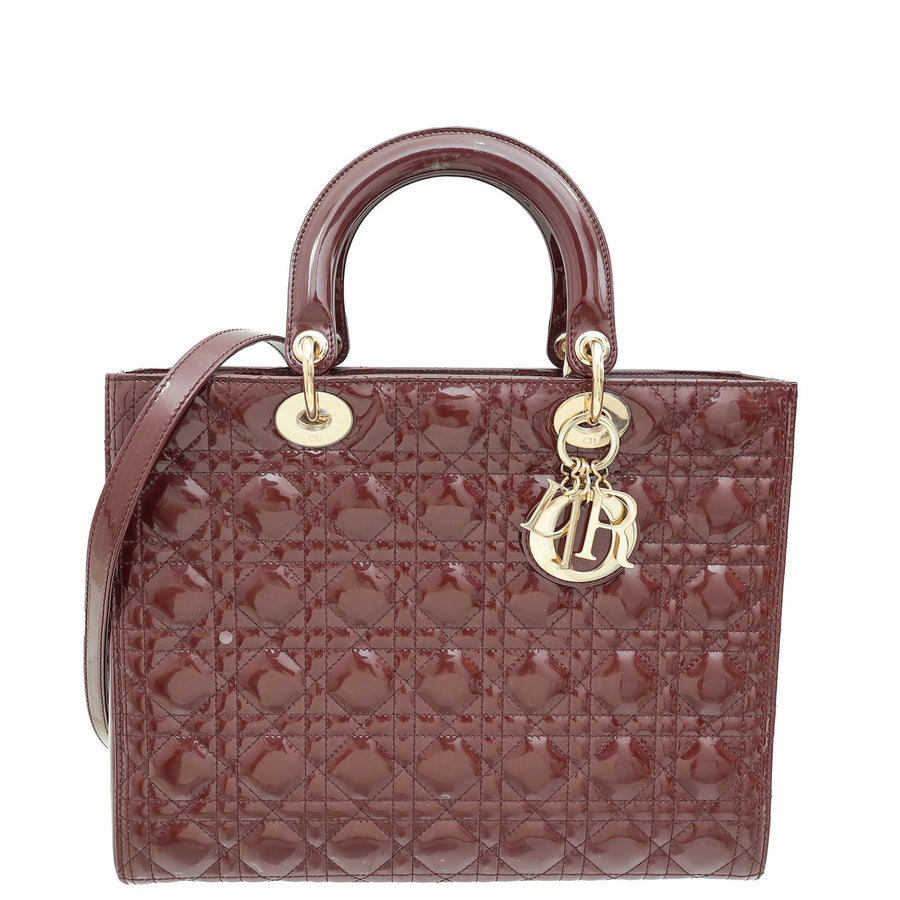 Christian Dior Burgundy Lady Dior Large Bag