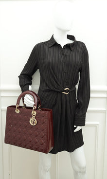Christian Dior Burgundy Lady Dior Large Bag