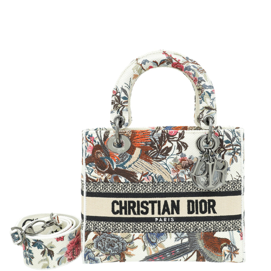 Christian Dior Multicolor Lady Dior D-Lite Embroidered Jardin D'Hiver Medium Bag